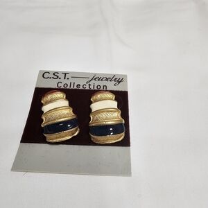 Gold and Navy Earrings